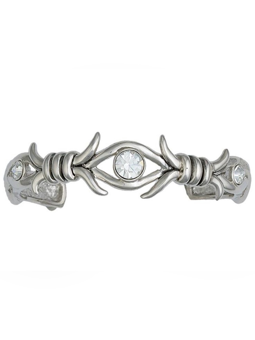 NIB Montana Silversmith Silver Barbed Wire Crystal Cuff Bracelet